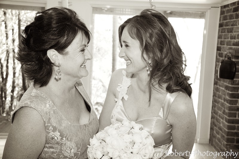 Bride and mother laughing pre wedding - wedding photography sydney